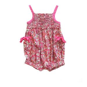 Liberty of London for Target pink floral smocked bubble romper size 6 months